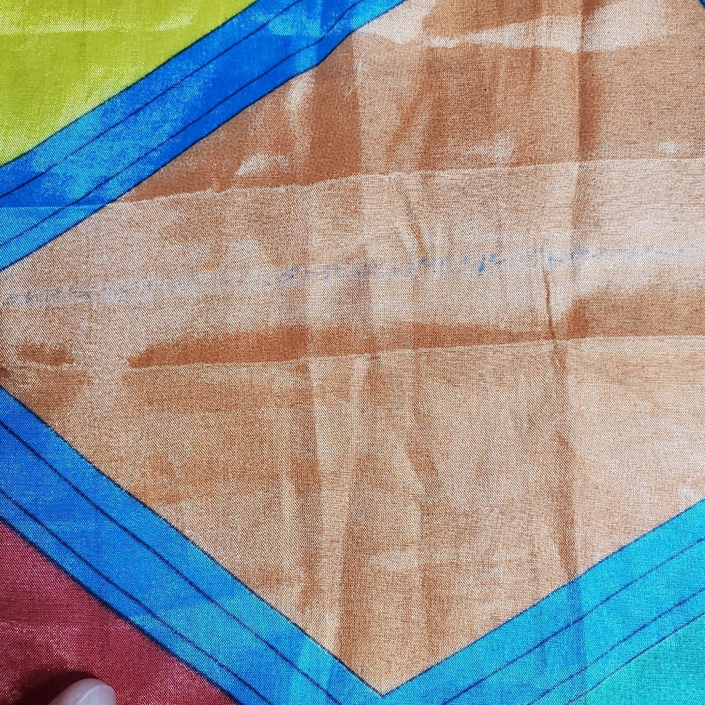 Very large 80's colourful abstract square scarf - Picture 7 of 9